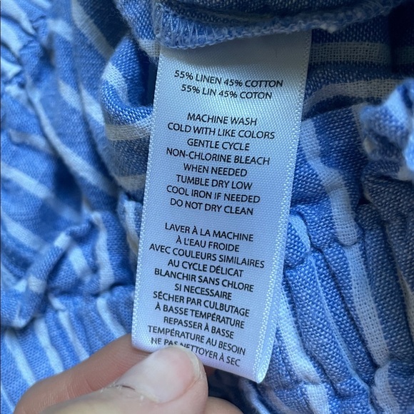 Beachlunchlounge Blue and White Striped Coastal Linen Pants - Picture 10 of 10